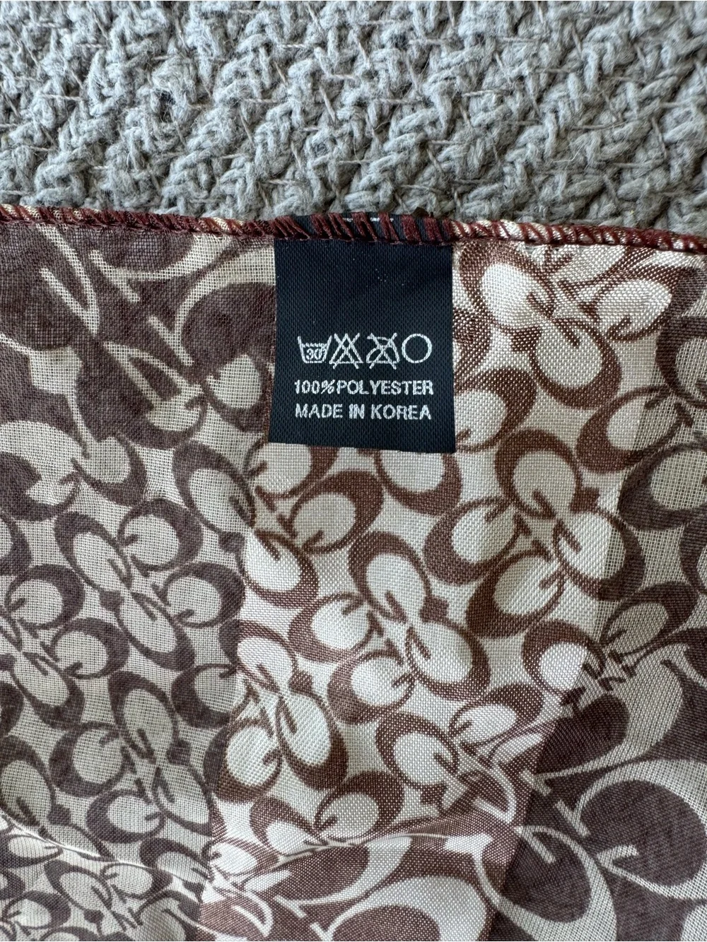 Vintage Brown & Cream Logo Print Square Scarf